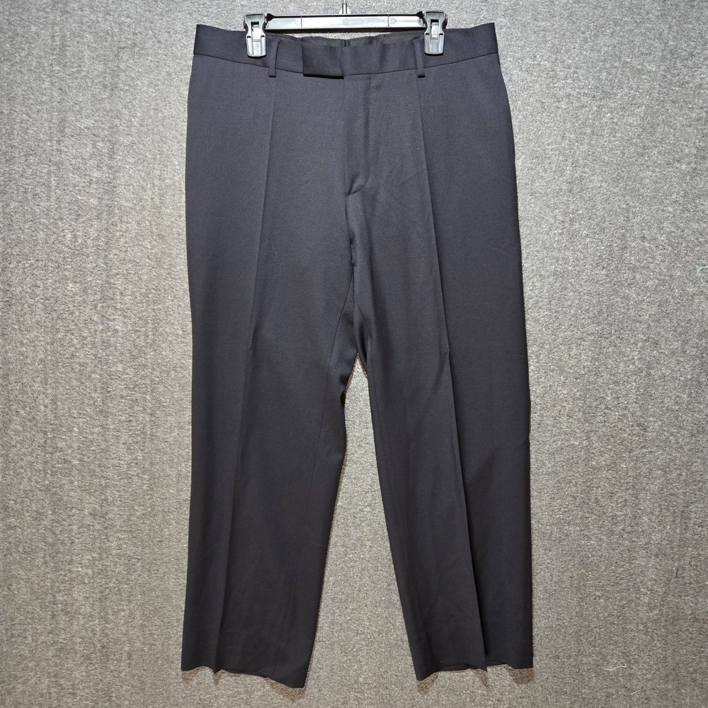 Boss Hugo Boss James Brown Stretch Wool Navy Flat Front Dress Pants 34x29